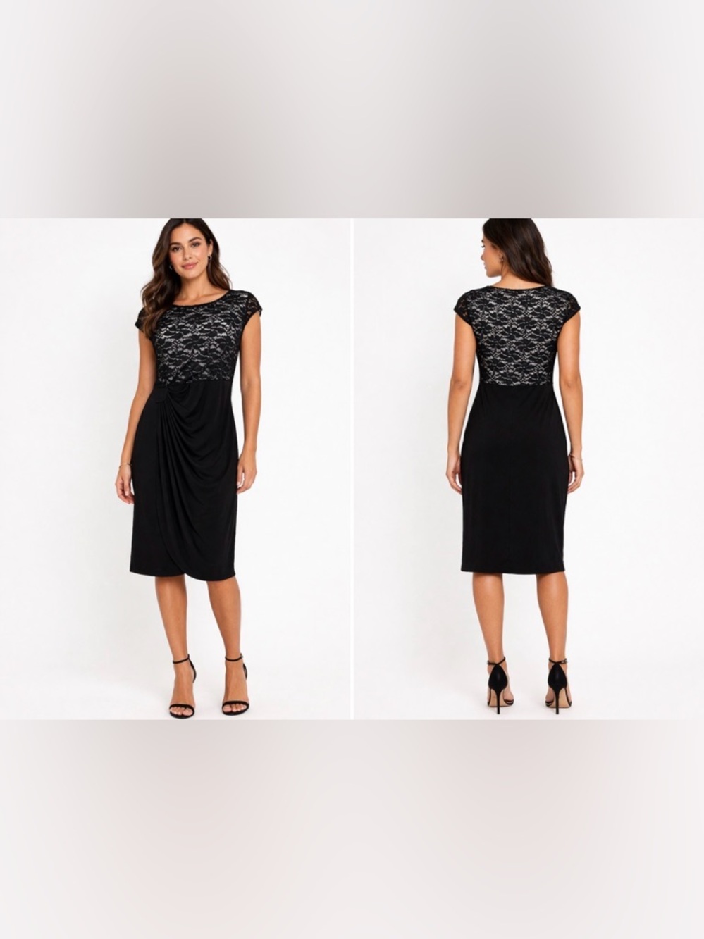 Connected Dress 20W Black Ivory Sequin Stretch Party Wedding Cruise NEW